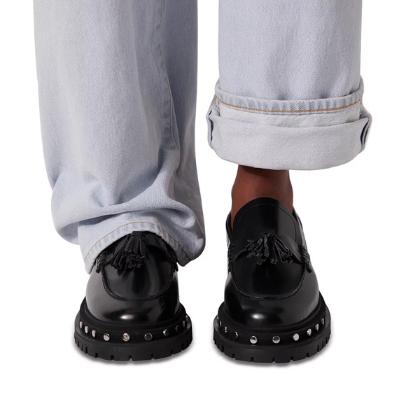 Free People Shoes - NWT Free People Teagan Tassel Loafer 9.5 Leather 90s Lug Chunky Studded Black